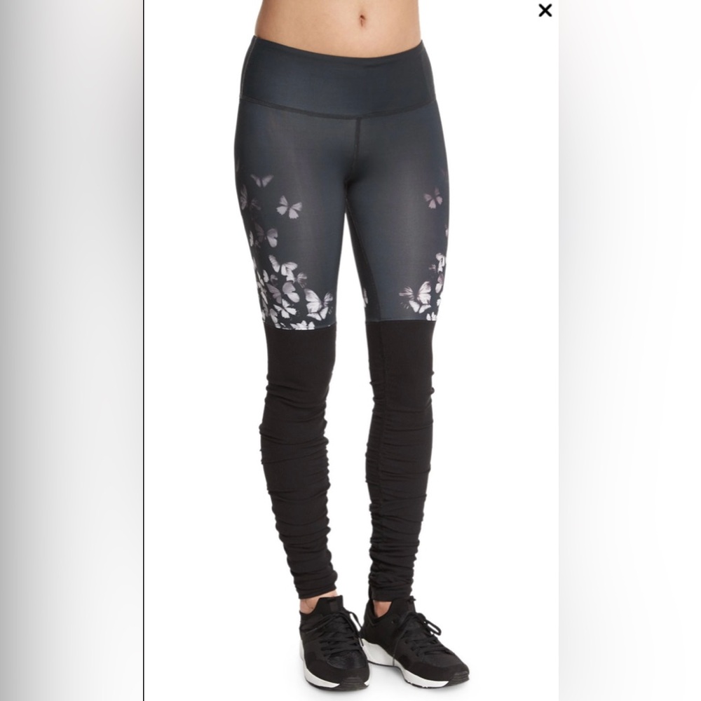 Alo Yoga Goddess Colorblock Ribbed Sport Leggings Butterfly Black Tights Small